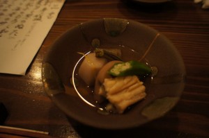 新蓮根･里芋･地穴子･オクラ･わらびの炊き合わせ